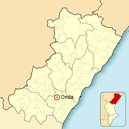 situación de la ciudad de Onda en la provincia